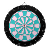 Dartbord: lichtroze, turquoise en zwart dartbord (Voorkant)