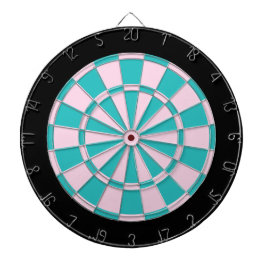 Dartbord: lichtroze, turquoise en zwart dartbord