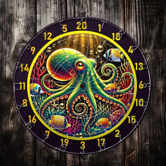 Dartbord met etherische diepten voor octopussen