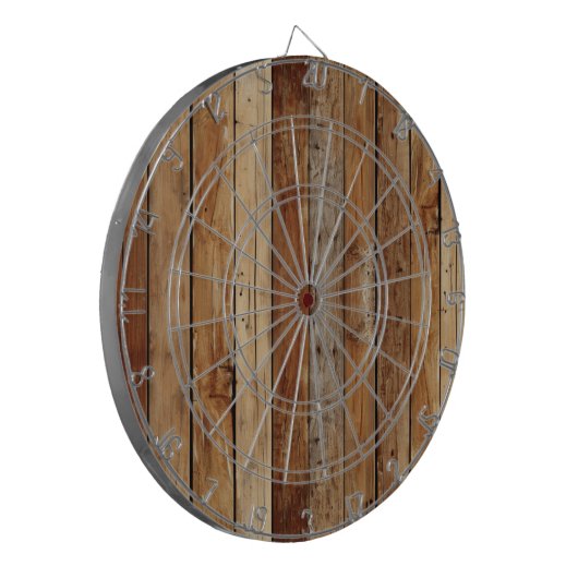 Dartbord met houtstructuur (Voorkant Links)
