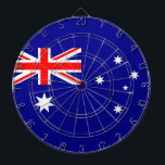 Dartbord met vlag van Australië<br><div class="desc">Verbeter uw speelkamer met een vleugje Australische trots met ons exclusieve dartbord met de vlag van Australië! Dit dartbord is gemaakt met nauwgezette aandacht voor detail en is meer dan alleen een game-accessoire; het is een viering van het erfgoed en de culturele trots van Australië. Het levendige ontwerp toont prominent...</div>