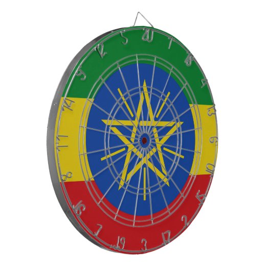 Dartbord met vlag van Ethiopië (Voorkant Links)