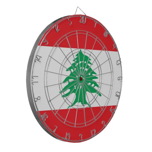 Dartbord met vlag van Libanon (Voorkant Links)