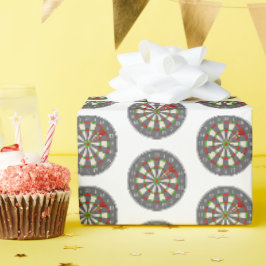 Dartbord op wit cadeaupapier