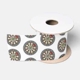 Dartbord op wit satijnen lint