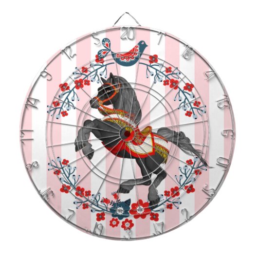 Dartbord Roze Witte Streep Paard (Voorkant)