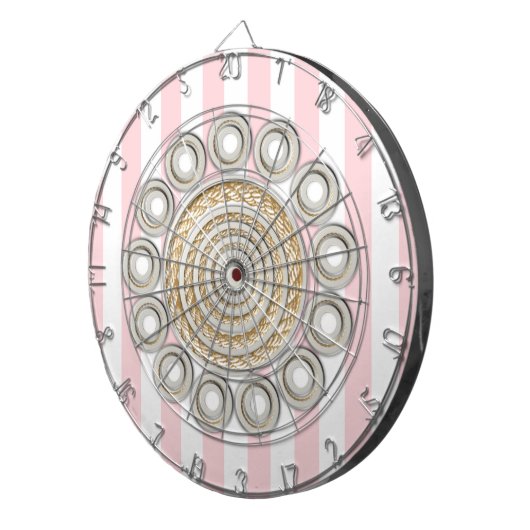 Dartbord Roze Witte Streep Rope Circulair (Voorkant Rechts)