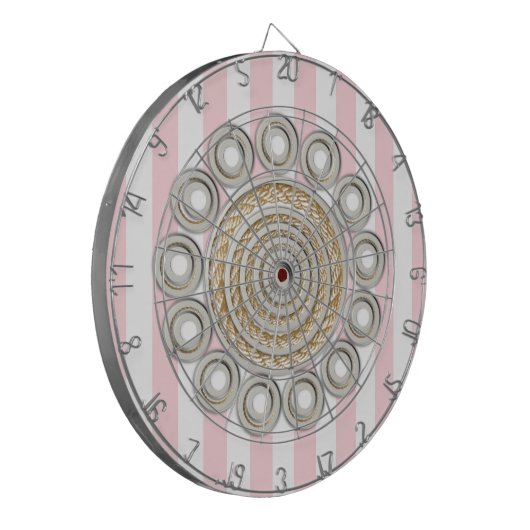 Dartbord Roze Witte Streep Rope Circulair (Voorkant Links)