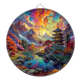 Dartbord voor pagode en gekleurd landschap (Voorkant)