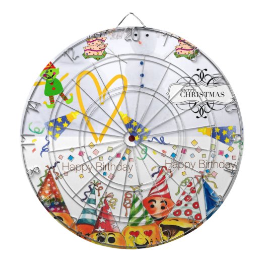 Dartbord Vrolijk Kerstfeest Gelukkige Verjaardag (Voorkant)