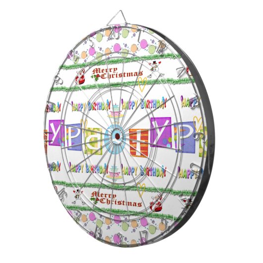 Dartbord Vrolijk Kerstfeest Gelukkige Verjaardag (Voorkant Rechts)