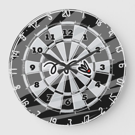 Dartbord wandklok met badminton shuttle (Voorkant)