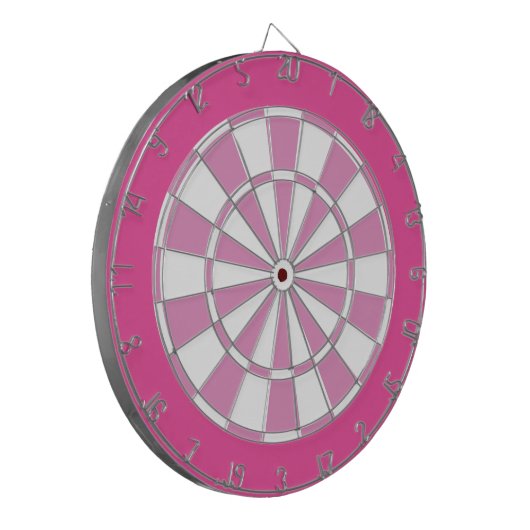 Dartbord: wit, lichtroze en donkerder roze dar dartbord (Voorkant Links)