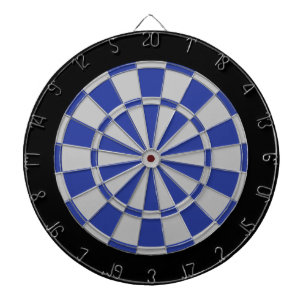 Dartbord: Zilver Grijs, Blauw en Zwart Dartbord