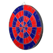 Dartborden met blauw en rood geometrisch ontwerp (Voorkant Rechts)