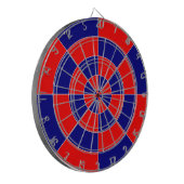 Dartborden met blauw en rood geometrisch ontwerp (Voorkant Links)