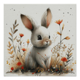Dartelende Pluis: Een Beetje Whimsy Konijn Perfect Poster