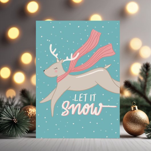 Dartelende rendier - Vouwbare kerstkaart Feestdagen Kaart