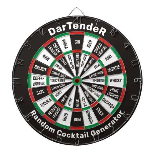 Dartender, Random Cocktail Dartboard Dartbord (Voorkant)
