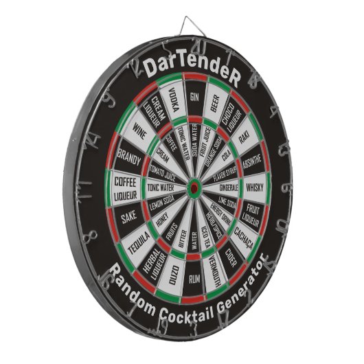 Dartender, Random Cocktail Dartboard Dartbord (Voorkant Links)