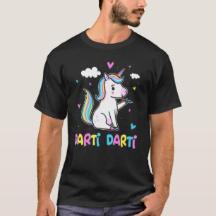 Darti Darti Schattige Eenhoorn Darts Speler Darts T-shirt