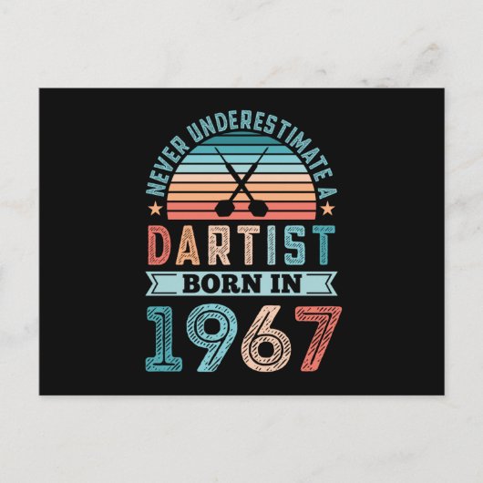 Dartist geboren 1967 Darts 60e verjaardag Retro ca Briefkaart (Voorkant)