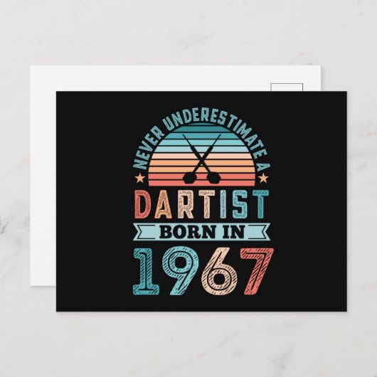 Dartist geboren in 1967 Darts 60th Birthday Retro  Briefkaart (Voorkant / Achterkant)