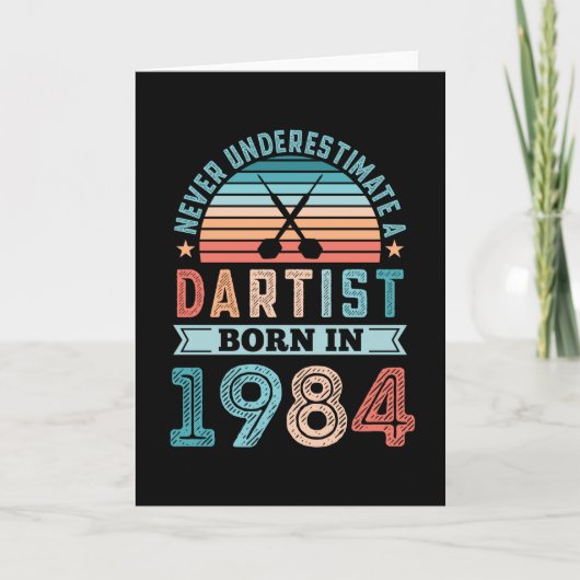 Dartist geboren in 1984 Darts 40th Birthday Retro  Kaart (Voorkant)