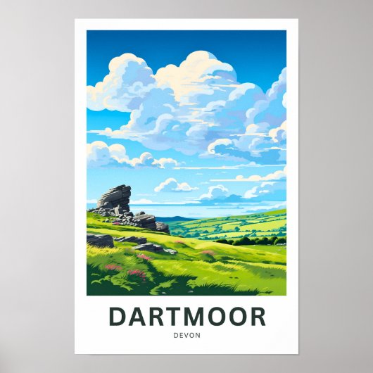 Dartmoor Devon Travel Print (Voorkant)