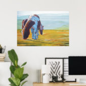 Dartmoor miniatuur pony's schilderen slecht landsc poster (Thuiskantoor)