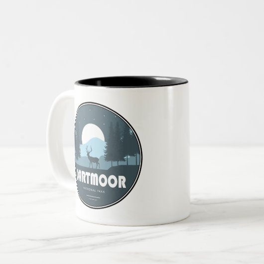 Dartmoor Nationaal Park Herten Tweekleurige Koffiemok (Voorkant links)
