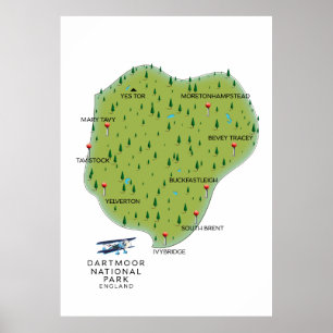 Dartmoor National Park England Map Poster