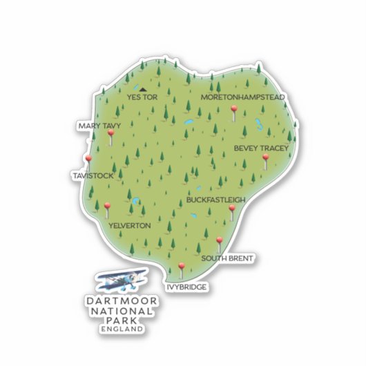 Dartmoor National Park England Map Sticker (Voorkant)