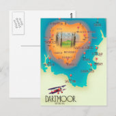 Dartmoor National Park Map Travel poster Briefkaart (Voorkant / Achterkant)