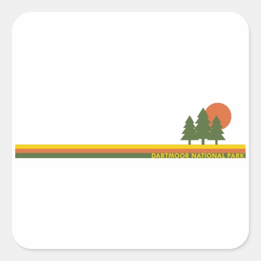 Dartmoor National Park Pine Trees Sun Vierkante Sticker (Voorkant)