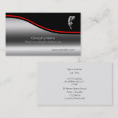 Dartmoor Pony Portret, rode swoosh, metallic-look Visitekaartje (Voorkant / Achterkant)