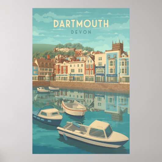 Dartmouth Devon Seaside Travel Poster (Voorkant)
