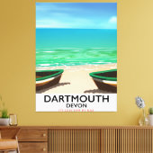 Dartmouth Devon strand poster Canvas Afdruk (Insitu (Woonkamer))