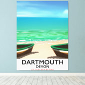 Dartmouth Devon strand poster Canvas Afdruk (Insitu (Houten vloer))