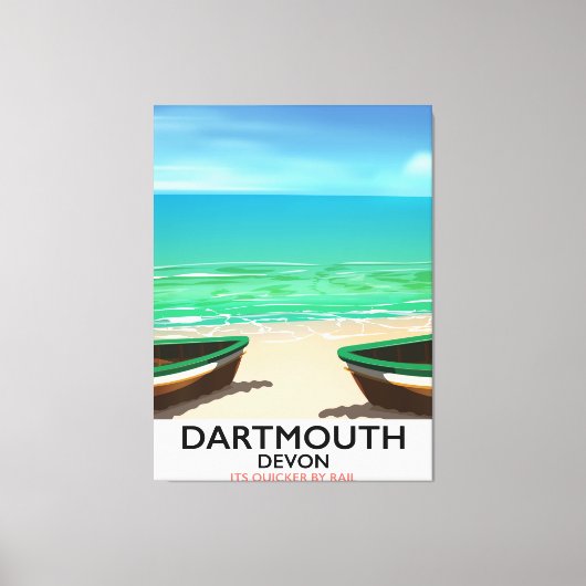 Dartmouth Devon strand poster Canvas Afdruk (Voorkant)