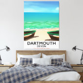 Dartmouth Devon strandposter Canvas Afdruk (Insitu (Slaapkamer))