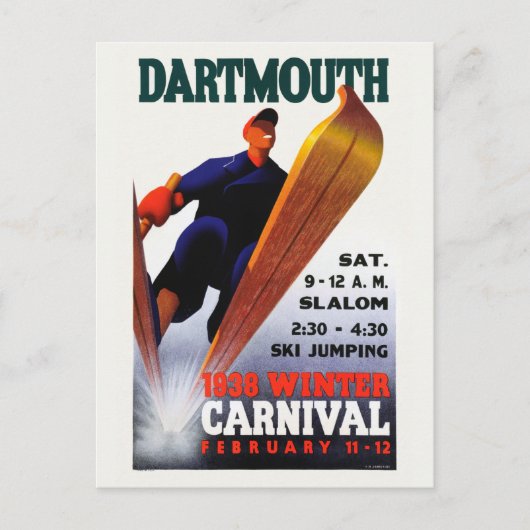 Dartmouth Winter Carnival 1938 Vintage Poster Briefkaart (Voorkant)