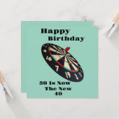 Darts: 50 is nu de nieuwe 40, platte verjaardag Ka Kaart (Voorkant / Achterkant in situ)