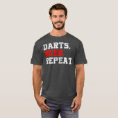 Darts Beer Herhaal Dart-Player Funny T-shirt (Voorkant volledig)