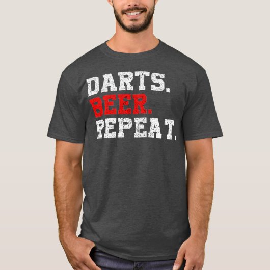 Darts Beer Herhaal Dart-Player Funny T-shirt (Voorkant)