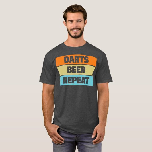 Darts Beer Repeat Funny Dartboard League T-shirt (Voorkant volledig)