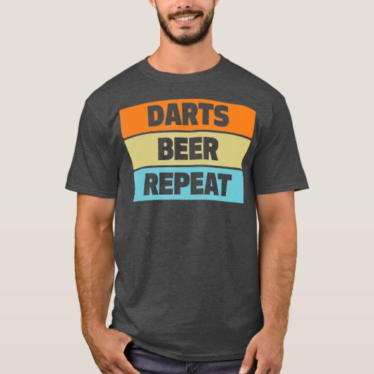 Darts Beer Repeat Funny Dartboard League T-shirt (Voorkant)