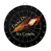 Darts Champion neemt alle komers over Dartbord (Voorkant)