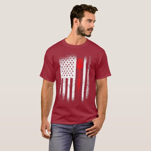 Darts Dart Arrow American Flag T-shirt (Voorkant volledig)