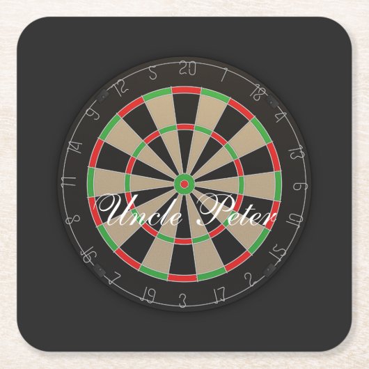 Darts Dartboard Monogram Naam Kartonnen Onderzetters (Voorkant)